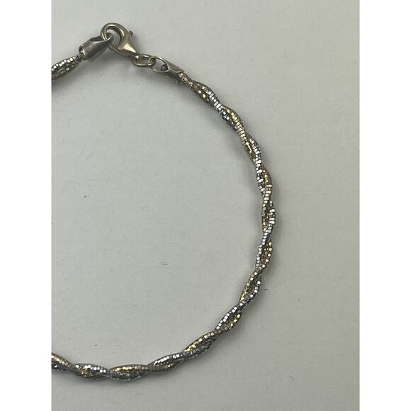 P. Lux Sterling Silver & Vermeil Twisted Bracelet 7" Shiny Disco Ball Style - Picture 4 of 10